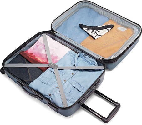 Omni PC Bagaglio rigido espandibile con ruote a spinner, portabicchiere da 20 pollici, blu