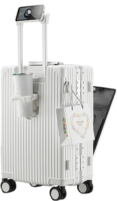 20in Cornice di alluminio Hardside Spinner Ruota bagaglio, Costruito-In TSA blocco Portare sulla valigia, con portacoppe e USB Port
