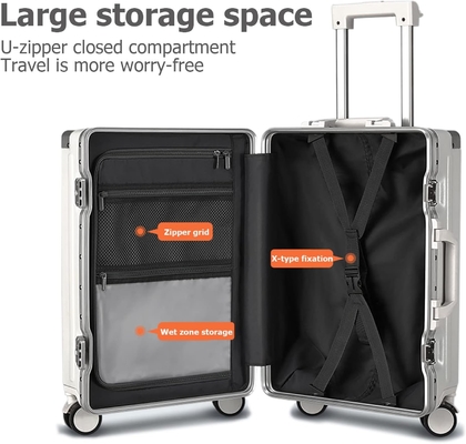 20in Cornice di alluminio Hardside Spinner Ruota bagaglio, Costruito-In TSA blocco Portare sulla valigia, con portacoppe e USB Port