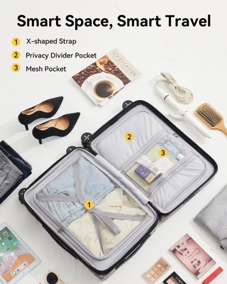 Carry On Baggage 22x14x9 Airline Approved - 35L Polycarbonate Expandable Hard Shell Suitcase con ruote giratorie