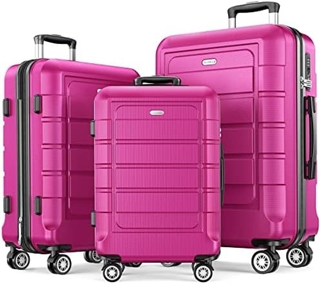 Set bagagli espandibile PC+ABS Valigia resistente doppie ruote TSA Lock 3pcs Vino rosso