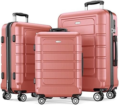 Set bagagli espandibile PC+ABS Valigia resistente doppie ruote TSA Lock 3pcs Vino rosso