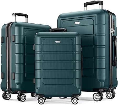 Set bagagli espandibile PC+ABS Valigia resistente doppie ruote TSA Lock 3pcs Vino rosso