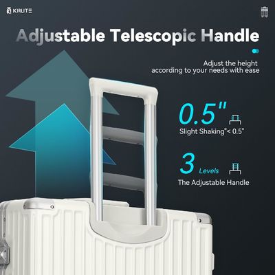 Bagaglio senza cerniera con 4 ruote Valigia a guscio duro da 20 pollici con PC + ABS TSA Lock 4 Metal Corner Bianco