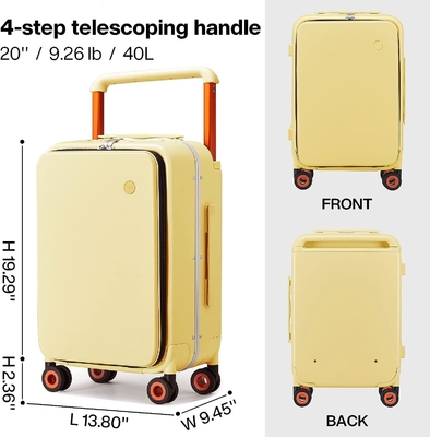 Luggage Wide Handle Luxury Design Rolling Travel Sulitore PC Hardside con telaio in alluminio Ruote spinatrici vuote,