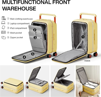 Luggage Wide Handle Luxury Design Rolling Travel Sulitore PC Hardside con telaio in alluminio Ruote spinatrici vuote,