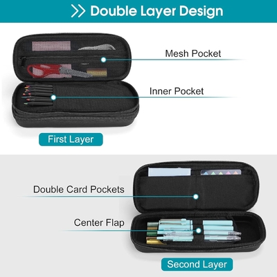 ProCase Pen Pencil Case, 2 strati EVA Zipper Pencil Box Bag Large Capacity Stationery Storage Organizer per la scuola