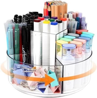 5 slot 360 gradi di rotazione portapenna acrilica per scrivania, porta marcatore Caddy Art Supply Organizer Organizzatore penna per scrivania