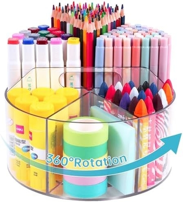 5 slot 360 gradi di rotazione portapenna acrilica per scrivania, porta marcatore Caddy Art Supply Organizer Organizzatore penna per scrivania