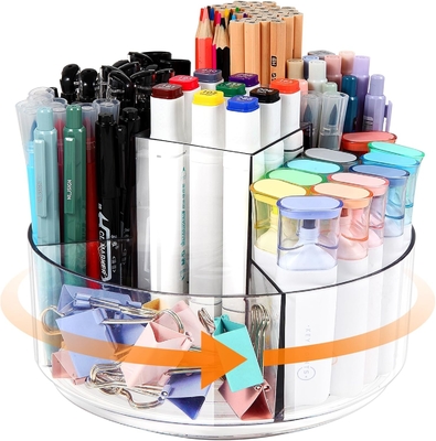5 slot 360 gradi di rotazione portapenna acrilica per scrivania, porta marcatore Caddy Art Supply Organizer Organizzatore penna per scrivania