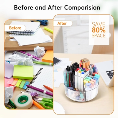 5 slot 360 gradi di rotazione portapenna acrilica per scrivania, porta marcatore Caddy Art Supply Organizer Organizzatore penna per scrivania