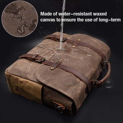 15.6 pollici impermeabile Vintage cuoio autentico cera tela cartellone grande computer in pelle borsa portatile sacchetto robusto