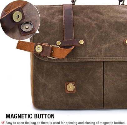 15.6 pollici impermeabile Vintage cuoio autentico cera tela cartellone grande computer in pelle borsa portatile sacchetto robusto
