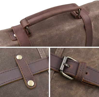 15.6 pollici impermeabile Vintage cuoio autentico cera tela cartellone grande computer in pelle borsa portatile sacchetto robusto