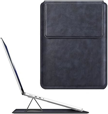 Cassa per laptop MacBook Air 13.6M3 M2 A3113 A2681/MacBook Pro 14 A2992-PU Copertura di borsa sottile in pelle con funzione di supporto, marrone