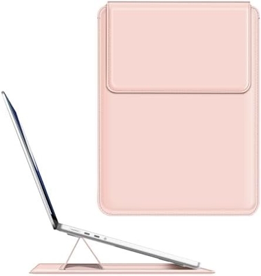 Cassa per laptop MacBook Air 13.6M3 M2 A3113 A2681/MacBook Pro 14 A2992-PU Copertura di borsa sottile in pelle con funzione di supporto, marrone