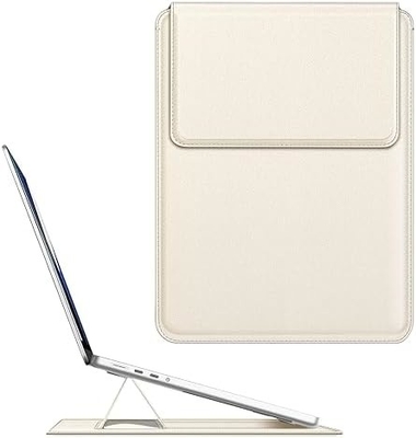 Cassa per laptop MacBook Air 13.6M3 M2 A3113 A2681/MacBook Pro 14 A2992-PU Copertura di borsa sottile in pelle con funzione di supporto, marrone