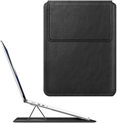 Cassa per laptop MacBook Air 13.6M3 M2 A3113 A2681/MacBook Pro 14 A2992-PU Copertura di borsa sottile in pelle con funzione di supporto, marrone