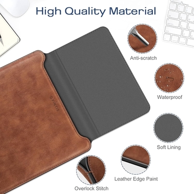Cassa per laptop MacBook Air 13.6M3 M2 A3113 A2681/MacBook Pro 14 A2992-PU Copertura di borsa sottile in pelle con funzione di supporto, marrone