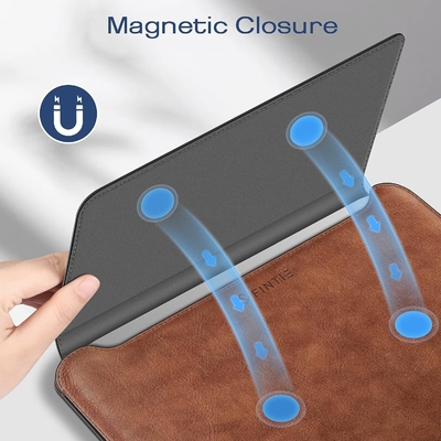 Cassa per laptop MacBook Air 13.6M3 M2 A3113 A2681/MacBook Pro 14 A2992-PU Copertura di borsa sottile in pelle con funzione di supporto, marrone