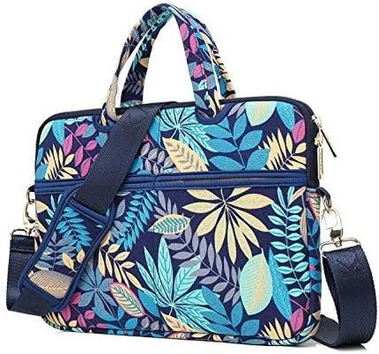 Borsa portatile progettata per computer portatili da 12,5 a 14 pollici con tessuto di tela stampato interno imbottito e più opzioni di trasporto