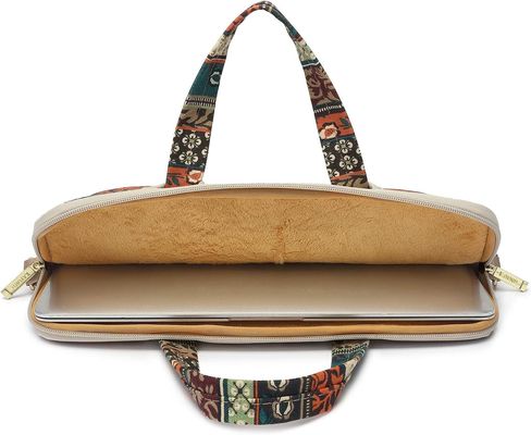 Borsa portatile progettata per computer portatili da 12,5 a 14 pollici con tessuto di tela stampato interno imbottito e più opzioni di trasporto