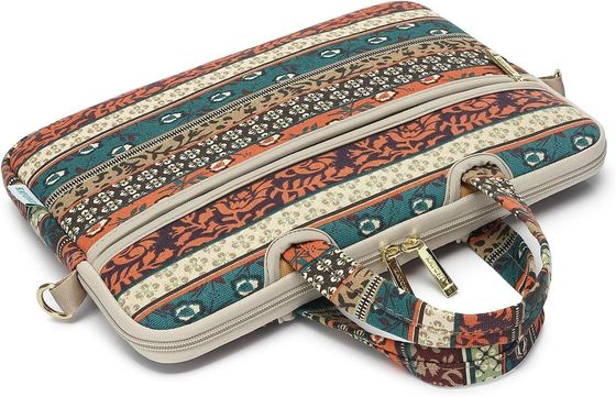 Borsa portatile progettata per computer portatili da 12,5 a 14 pollici con tessuto di tela stampato interno imbottito e più opzioni di trasporto