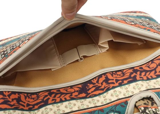 Borsa portatile progettata per computer portatili da 12,5 a 14 pollici con tessuto di tela stampato interno imbottito e più opzioni di trasporto