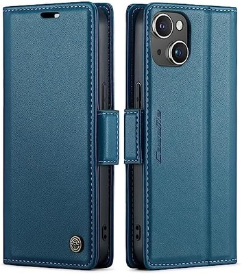 QLTYPRI Wallet Cover per iPhone 13/14, [RFID-blocking] porta slot per carte di credito per la protezione antiurto della custodia del telefono