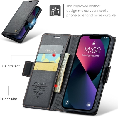 QLTYPRI Wallet Cover per iPhone 13/14, [RFID-blocking] porta slot per carte di credito per la protezione antiurto della custodia del telefono