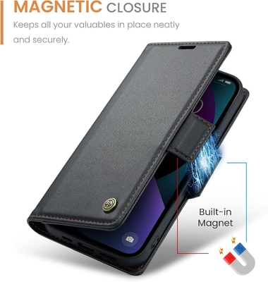 QLTYPRI Wallet Cover per iPhone 13/14, [RFID-blocking] porta slot per carte di credito per la protezione antiurto della custodia del telefono