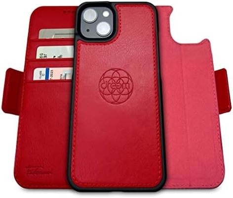 Cassa per portafoglio iPhone 13 / custodia a scossa 2 in 1 e set di pelle vegana staccabile, compatibile con MagSafe, protetta da RFID
