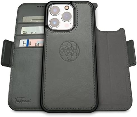 Cassa per portafoglio iPhone 13 / custodia a scossa 2 in 1 e set di pelle vegana staccabile, compatibile con MagSafe, protetta da RFID