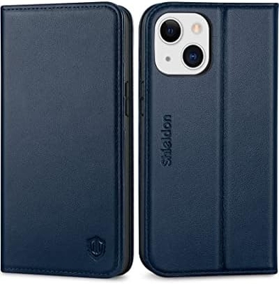 Cassa pieghevole per portafogli in pelle sigillo magnetico porta slot per schede di blocco RFID Cassa completamente protetta compatibile con iPhone 13