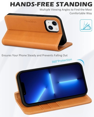 Cassa pieghevole per portafogli in pelle sigillo magnetico porta slot per schede di blocco RFID Cassa completamente protetta compatibile con iPhone 13