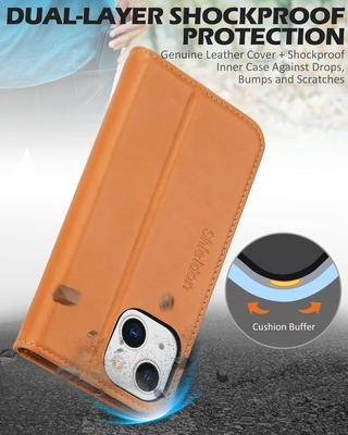 Cassa pieghevole per portafogli in pelle sigillo magnetico porta slot per schede di blocco RFID Cassa completamente protetta compatibile con iPhone 13