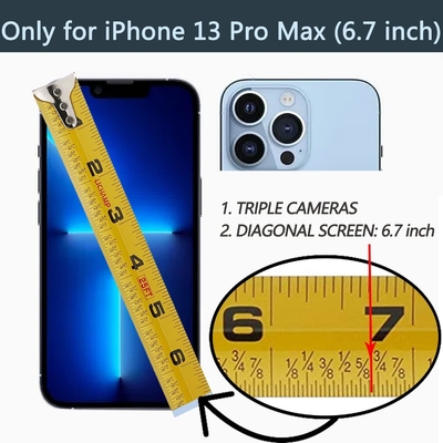 Portatori di carte con iPhone 13 Pro Max, portatore di anello rotante a 360°, porta carte in pelle, cover antiurto RFID,