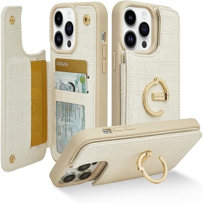 iPhone 13Pro Max 6.7&quot;, custodia per portafogli con portacarte, custodia protettiva in pelle con portaanello,