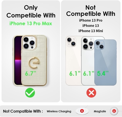 iPhone 13Pro Max 6.7&quot;, custodia per portafogli con portacarte, custodia protettiva in pelle con portaanello,