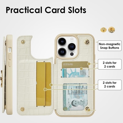 iPhone 13Pro Max 6.7&quot;, custodia per portafogli con portacarte, custodia protettiva in pelle con portaanello,