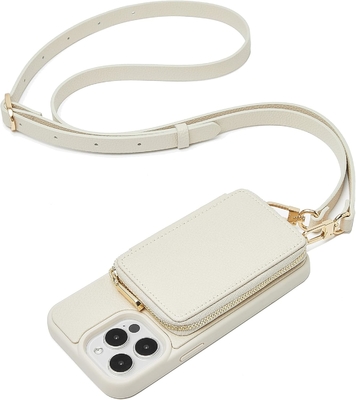 Cassa per portafogli iPhone 12 Pro/iPhone 12 con cabina, borsa a zip, braccialetto, custodia protetta da RFID...