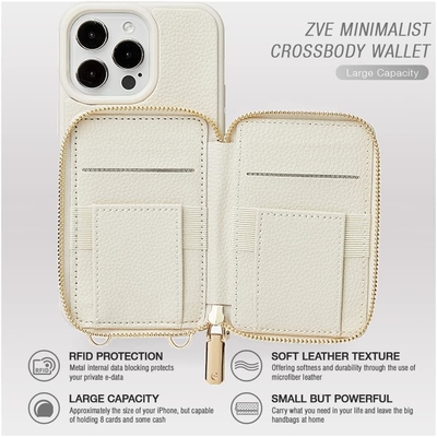 Cassa per portafogli iPhone 12 Pro/iPhone 12 con cabina, borsa a zip, braccialetto, custodia protetta da RFID...