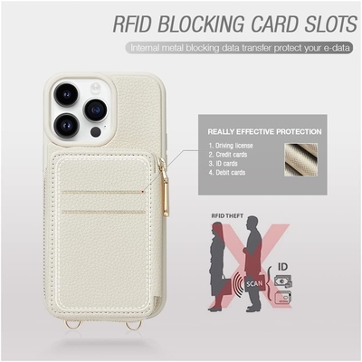 Cassa per portafogli iPhone 12 Pro/iPhone 12 con cabina, borsa a zip, braccialetto, custodia protetta da RFID...