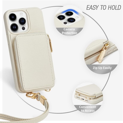 Cassa per portafogli iPhone 12 Pro/iPhone 12 con cabina, borsa a zip, braccialetto, custodia protetta da RFID...