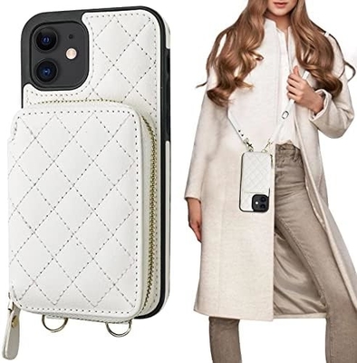 iPhone 12/12 Pro crossbody sacchetto, RFID protetto PU fascia in pelle supporto con slot per carte Split bag fascia per polso lanyard
