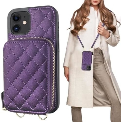 iPhone 12/12 Pro crossbody sacchetto, RFID protetto PU fascia in pelle supporto con slot per carte Split bag fascia per polso lanyard