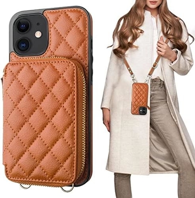 iPhone 12/12 Pro crossbody sacchetto, RFID protetto PU fascia in pelle supporto con slot per carte Split bag fascia per polso lanyard