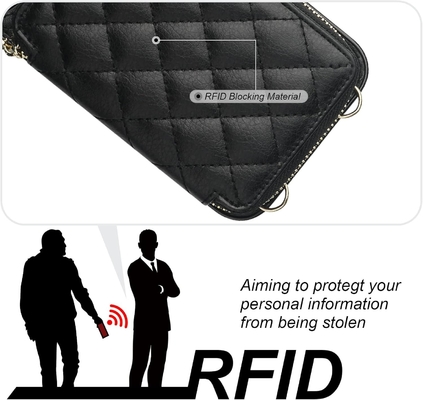 iPhone 12/12 Pro crossbody sacchetto, RFID protetto PU fascia in pelle supporto con slot per carte Split bag fascia per polso lanyard