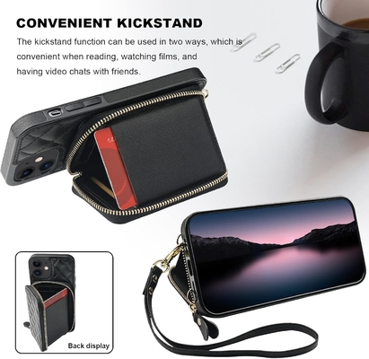 iPhone 12/12 Pro crossbody sacchetto, RFID protetto PU fascia in pelle supporto con slot per carte Split bag fascia per polso lanyard