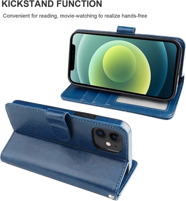 Compatibile con iPhone 12/Pro custodia per portafogli con portacarte supporto in cuoio PU cinghia per polso a prova di urti con conchiglia da 6,1 pollici